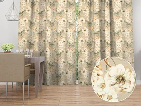 Biante Dekoračný záves PML-106 Maľované kvety na béžovom 145x170 cm