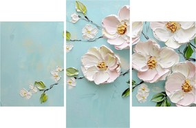 Obraz - Kvietky na modrom pozadí (90x60 cm)