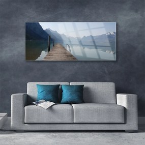 Obraz plexi Mólo jazero hory príroda 125x50 cm