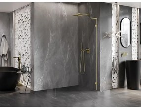 Mexen, Mexen Lunar L sprchová stena pravá 110 x 200 cm, priehľadná 8 mm, zlatá - 830L-110-000-50-00-P