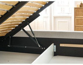 Béžová čalúnená dvojlôžková posteľ s úložným priestorom s roštom 180x200 cm Jagna – Bobochic Paris