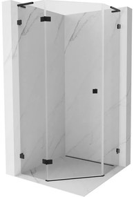 Mexen Lunar, L päťuholníkový sprchový kút naklápací doľava 100 x 100 cm, 8mm číre sklo, čierny profil, 831L-100L-100P-70-00-L