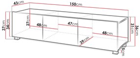 TV stolík/skrinka Brenali 150 BR04 (dub zlatá). Vlastná spoľahlivá doprava až k Vám domov. 1053841