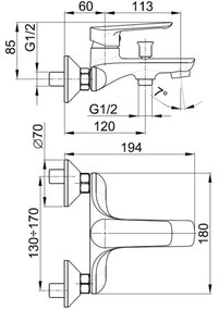 KFA Armatura 5024-010-00 - Vaňová batéria TANZANIT lesklý chróm