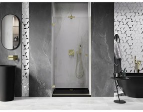 Mexen, Mexen Lunar-B výklopné sprchové dvere ľavé 85 cm, transparentné, brúsené zlaté - 832-085-000-55-00-L