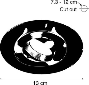 Okrúhle zapustené bodové svetlo čierne sklápateľné s výplňovým krúžkom - Edu