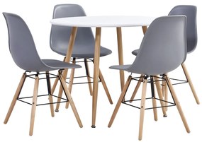 vidaXL 5-dielna jedálenská súprava, plast, sivá