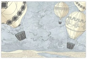 Obraz - Balóny nad mestom, chladné tóny (90x60 cm)