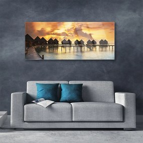 Obraz na akrylátovom skle More prázdniny domky 125x50 cm