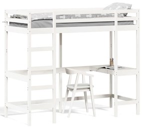 Poschodová posteľ so stolom biela 80x200 cm borovicový masív 842855