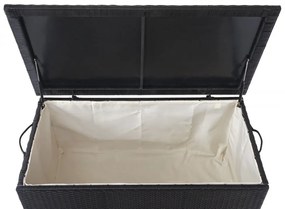 Polyratanový záhradný úložný box HWC-D88 - prémiová čierna, 51x100x50cm 170l