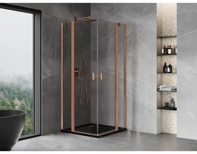 Mexen, Mexen Mist Duo výklopný sprchový kút 90 x 90 cm, transparentný, brúsená meď - 8A4-090-090-65-00