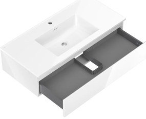 Mexen Orio, kúpeľňová skrinka 100 cm s umývadlom Otis, 1 zásuvka, biela lesklá, 91A10-10023-1-BF00-W18M00