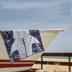Tmavomodrá plážová osuška 90x180 cm Shark - DecoKing