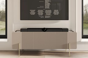 TV stolík Malmi 150 cm - kašmírová / crema bianca / zlatá