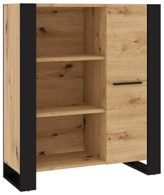 Regál Nulakka J (dub artisan + matná čierna). Akcia -20%. Vlastná spoľahlivá doprava až k Vám domov. 1124854