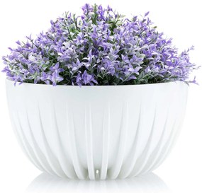 PLASTOVÝ KVETINÁČ STRIPPED ECO 16X30 CM BIELA