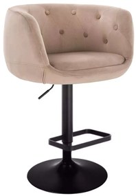 LuxuryForm DESIGN Barová stolička MONTANA VELUR na čiernom tanieri - latte