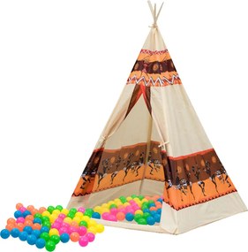 LEAN Toys Indiánsky stan Tipi pre deti + 60 loptičiek 155 cm