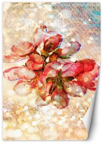 Fototapeta, Červené třešňové květy - 100x140 cm
