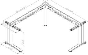 Rohový kancelársky písací stôl PRIMO FLEXIBLE, 180x140 cm, biela