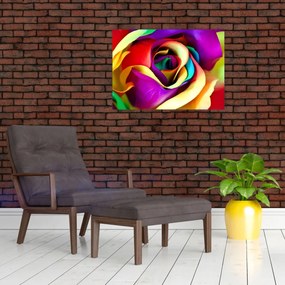 Sklenený obraz - Farebná ruža (70x50 cm)