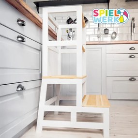 Spielwerk Učiaca veža PLAY borovica, 93x56x49, biela/prírodná hnedá