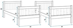 Poschodová posteľ s matracmi NATURAL 190x90cm borovica