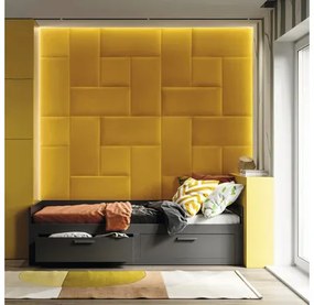 Čalúnený nástenný panel Velvet 30x60 cm žltý