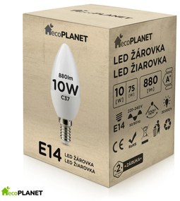 LED žiarovka - ecoPLANET - E14 - 10W - sviečka - 880Lm - neutrálna biela