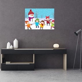 Obraz - Zimné detské radovánky (70x50 cm)