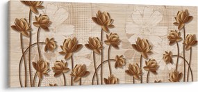 Obraz abstraktných kvetín - hnedá (120x50 cm)