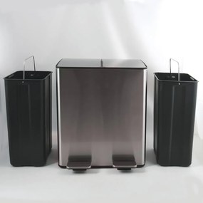 Oceľový odpadkový kôš 2x20 l na triedený odpad/nášľapný v matne striebornej farbe Aliya – Spirella