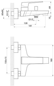 Aqualine - Vaňová batéria RITMO lesklý chróm