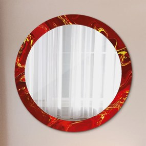 Okrúhle ozdobné zrkadlo na stenu Červená mramor fi 80 cm