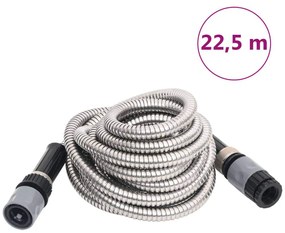 Záhradná hadica s tryskou, strieborná 0,6" 22,5 m, oceľ