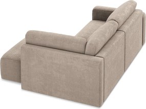 Béžová ženilková rozkladacia/s úložným priestorom rohová pohovka (pravý roh/do L) Kona – Makamii