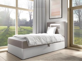 Kontinentálna jednolôžková posteľ Junior Ribezo 1, Strana: pravá, Rozmer postele: 100x200, Dostupné poťahy: ekokoža Soft 017 (biela) + Fresh 01