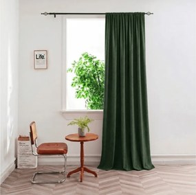 Zatemňovací záves DUNES VELVET 140x250 cm, tmavozelený Zavesenie: Kovové krúžky
