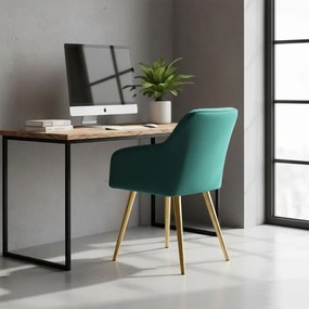 Sada šiestich jedálenských stoličiek ESTELLE zamatové, fľaškovo zelené / zlaté nohy (6 ks)