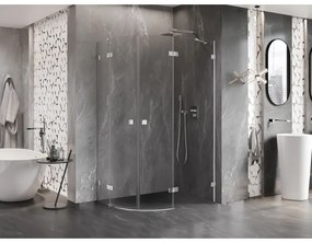 Mexen Lunar, pravý polkruhový sprchový kút 90 x 70 cm, 8mm číre sklo, chrómový profil, 833-090P-070L-01-00