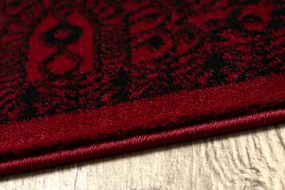 Koberec ORIENT 6039 so strapcami, rám / orientálny / rozeta, bordový / čierny