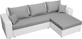 Rohová sedacia súprava Samba II, biela ekokoža/svetlo šedá látka