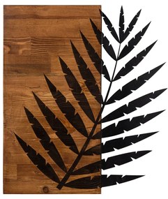 Nástenná drevená dekorácia LEAF 2 hnedá/čierna
