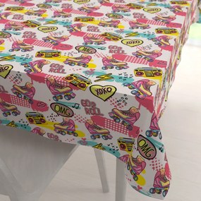 Biante Detský bavlnený obdĺžnikový obrus Sandra SA-604 Ružový retro štýl 100x140 cm