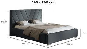 PROXIMA.store - Moderná čalúnená posteľ VIVIAN ROZMER: 160 x 200 cm, FARBA NÔH: chrómová