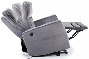 Elektrické polohovací křeslo Adonis Velvet šedé