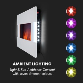 Klarstein Belfort Light & Fire, elektrický krb, 1000/2000 W, diaľkové ovládanie, biely