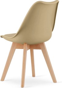 AKCIA Béžová stolička BALI MARK s bukovými nohami II. kvalita