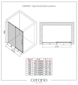 Cerano Lantono, posuvné dvere do otvoru 110x195 cm, 8mm číre sklo, chrómový profil, CER-CER-431893
